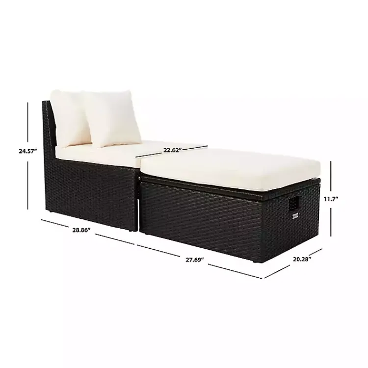 Kirklands Home Black Wicker Chaises with Ottoman, Set of 2 Outlet