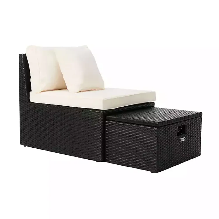 Kirklands Home Black Wicker Chaises with Ottoman, Set of 2 Outlet