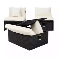 Kirklands Home Black Wicker Chaises with Ottoman, Set of 2 Outlet