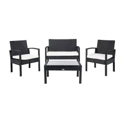 Kirklands Home Black Wicker Frame 4-pc. Outdoor Living Set New