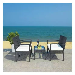 Kirklands Home Black Wicker Frame 4-pc. Outdoor Living Set New