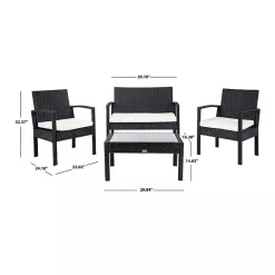 Kirklands Home Black Wicker Frame 4-pc. Outdoor Living Set New