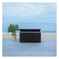 Kirklands Home Wicker Outdoor Storage Box Black Hot