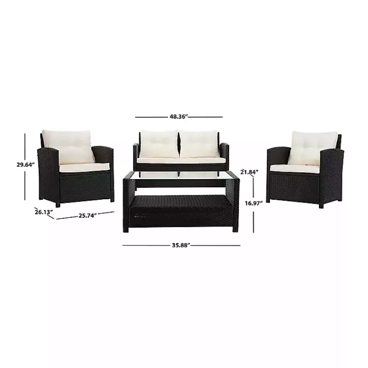 Kirklands Home Black Wicker 4-pc. Deluxe Outdoor Living Set Outlet