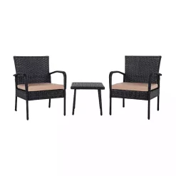 Kirklands Home Wicker 3-pc. Patio Set with Beige Cushions Black Best