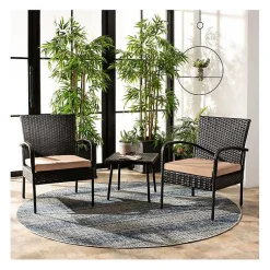 Kirklands Home Wicker 3-pc. Patio Set with Beige Cushions Black Best