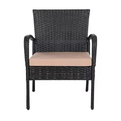 Kirklands Home Wicker 3-pc. Patio Set with Beige Cushions Black Best