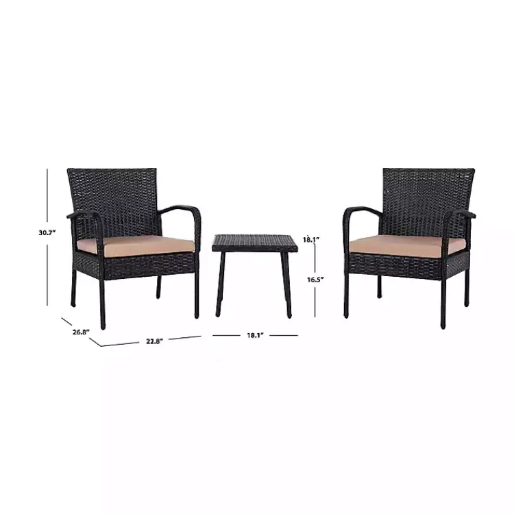 Kirklands Home Wicker 3-pc. Patio Set with Beige Cushions Black Best