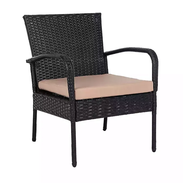 Kirklands Home Wicker 3-pc. Patio Set with Beige Cushions Black Best