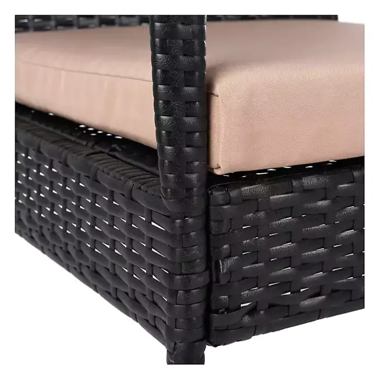 Kirklands Home Wicker 3-pc. Patio Set with Beige Cushions Black Best