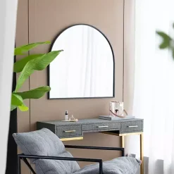 Kirklands Home Wide Arched Wall Mirror Black