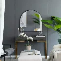 Kirklands Home Wide Arched Wall Mirror Black