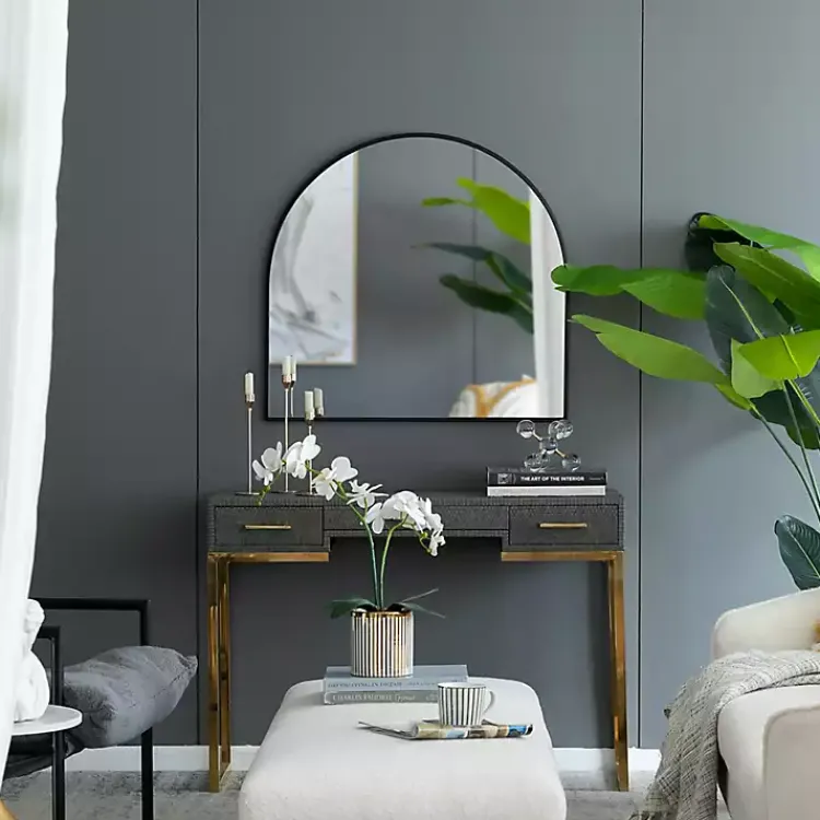 Kirklands Home Wide Arched Wall Mirror Black