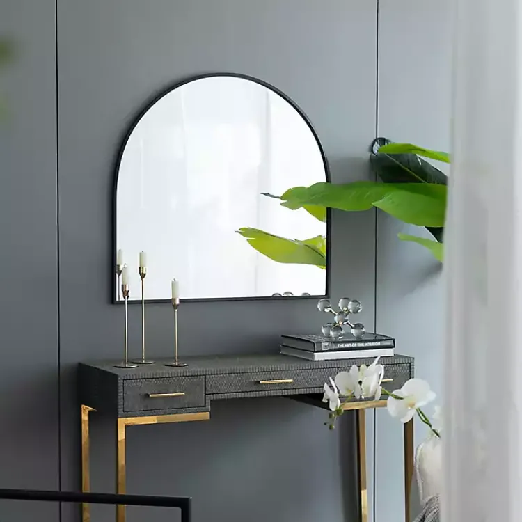 Kirklands Home Wide Arched Wall Mirror Black