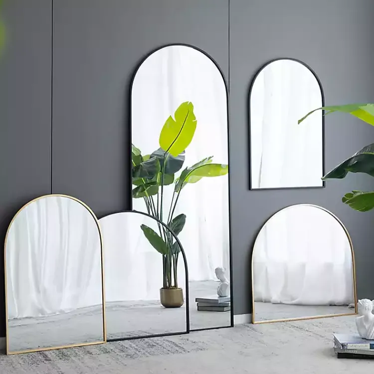 Kirklands Home Wide Arched Wall Mirror Black