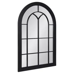 Kirklands Home Windowpane Arch Geoffrey Mirror Black New