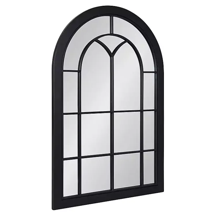 Kirklands Home Windowpane Arch Geoffrey Mirror Black New
