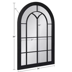 Kirklands Home Windowpane Arch Geoffrey Mirror Black New
