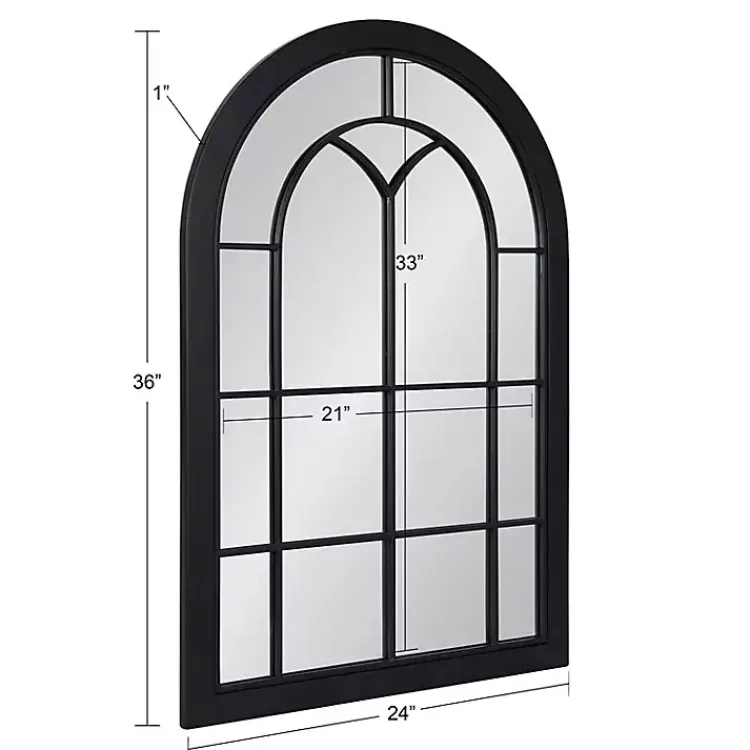 Kirklands Home Windowpane Arch Geoffrey Mirror Black New