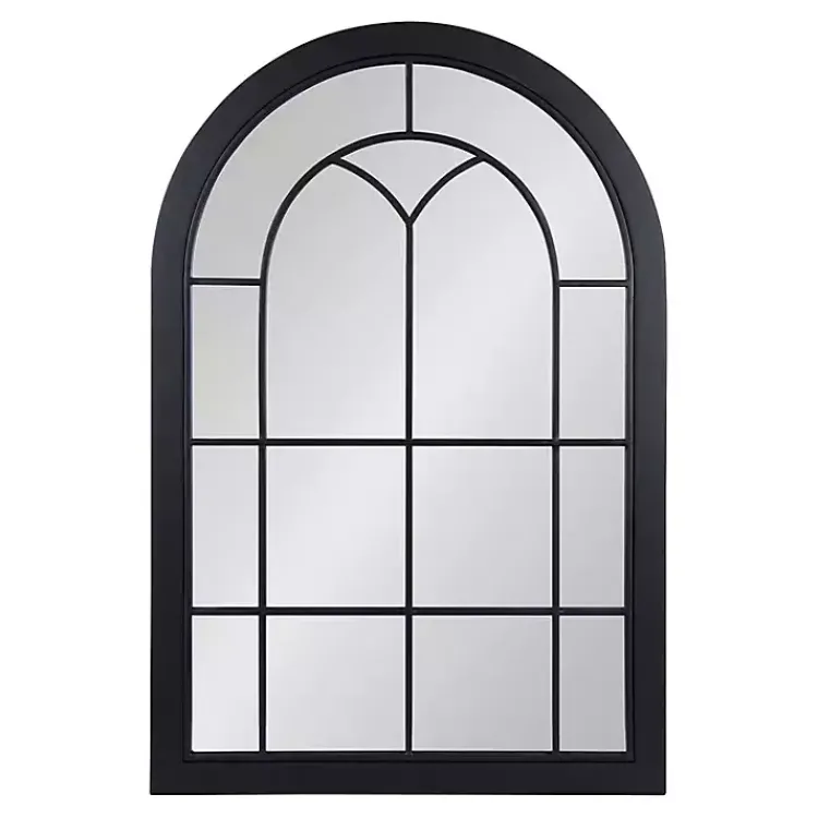 Kirklands Home Windowpane Arch Geoffrey Mirror Black New