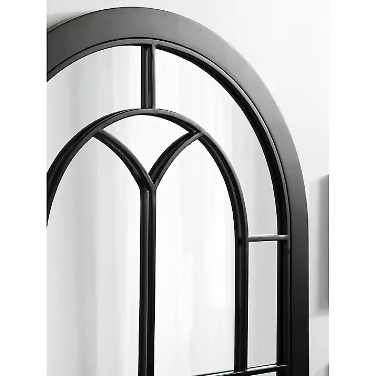 Kirklands Home Windowpane Arch Geoffrey Mirror Black New