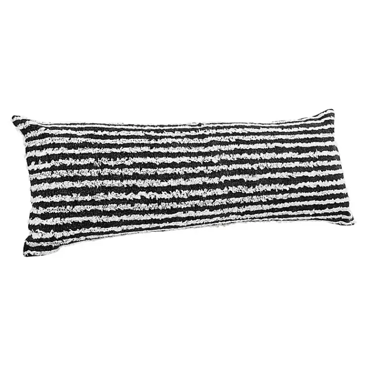 Pillows>Kirklands Home Black Wispy Ways Tufted Stripe Lumbar Pillow