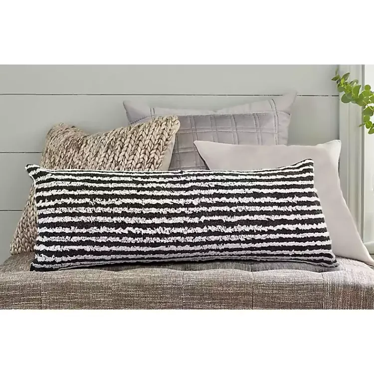 Pillows>Kirklands Home Black Wispy Ways Tufted Stripe Lumbar Pillow