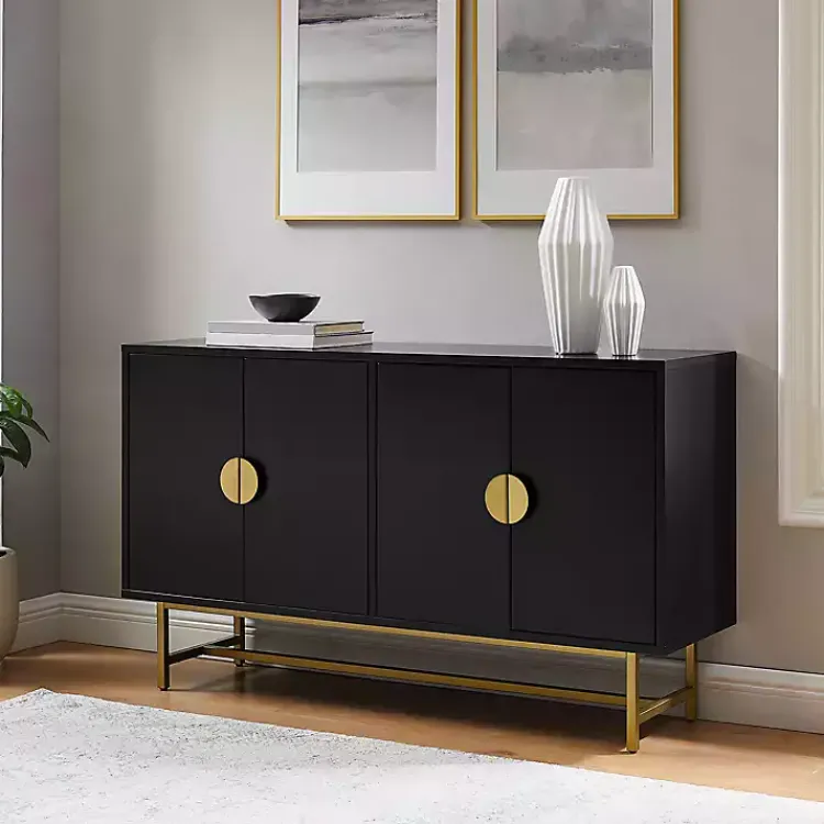 Kirklands Home Wood & Gold Metal Sideboard Black Best