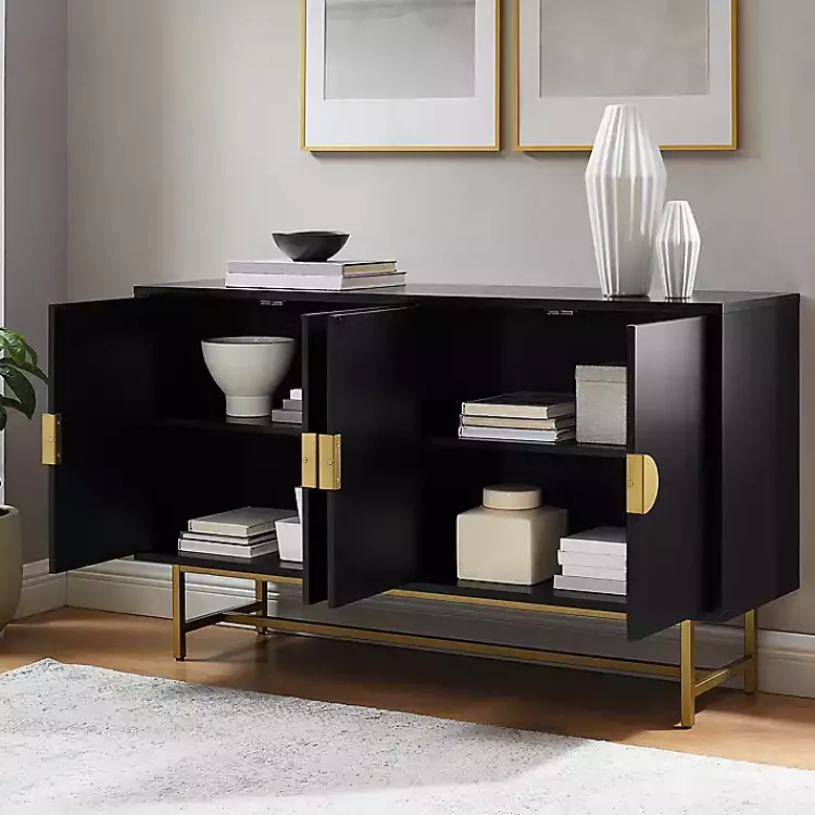 Kirklands Home Wood & Gold Metal Sideboard Black Best
