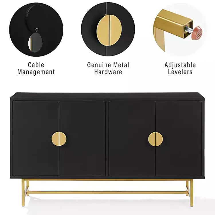 Kirklands Home Wood & Gold Metal Sideboard Black Best