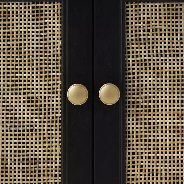 Kirklands Home Wood & Natural Rattan 2-Door Cabinet Black Hot