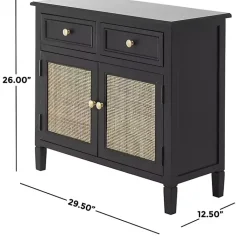 Kirklands Home Wood & Natural Rattan 2-Door Cabinet Black Hot