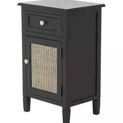 Kirklands Home Wood & Natural Rattan Small Cabinet Black Online