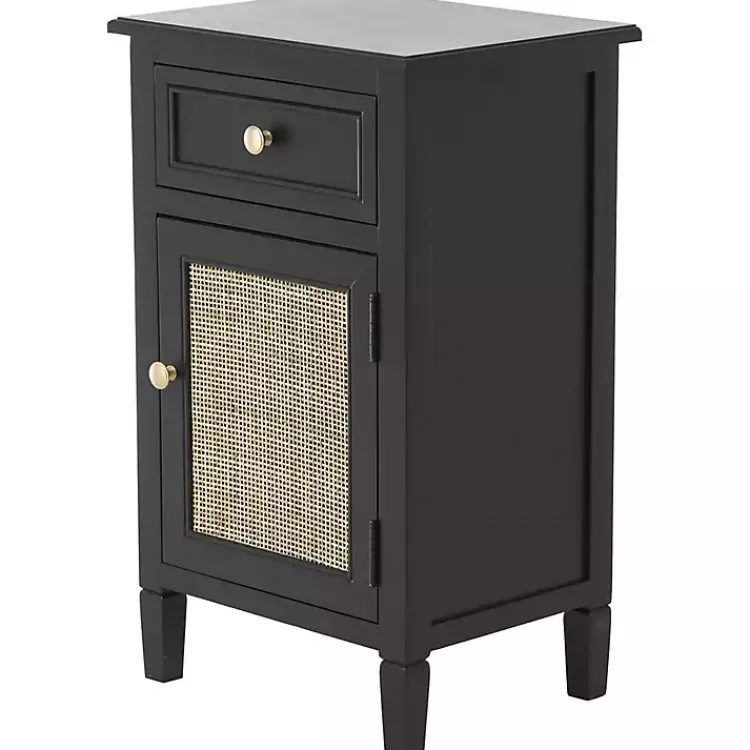 Kirklands Home Wood & Natural Rattan Small Cabinet Black Online
