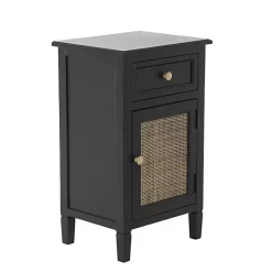 Kirklands Home Wood & Natural Rattan Small Cabinet Black Online