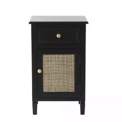 Kirklands Home Wood & Natural Rattan Small Cabinet Black Online