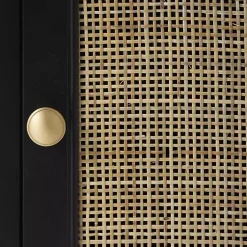 Kirklands Home Wood & Natural Rattan Small Cabinet Black Online