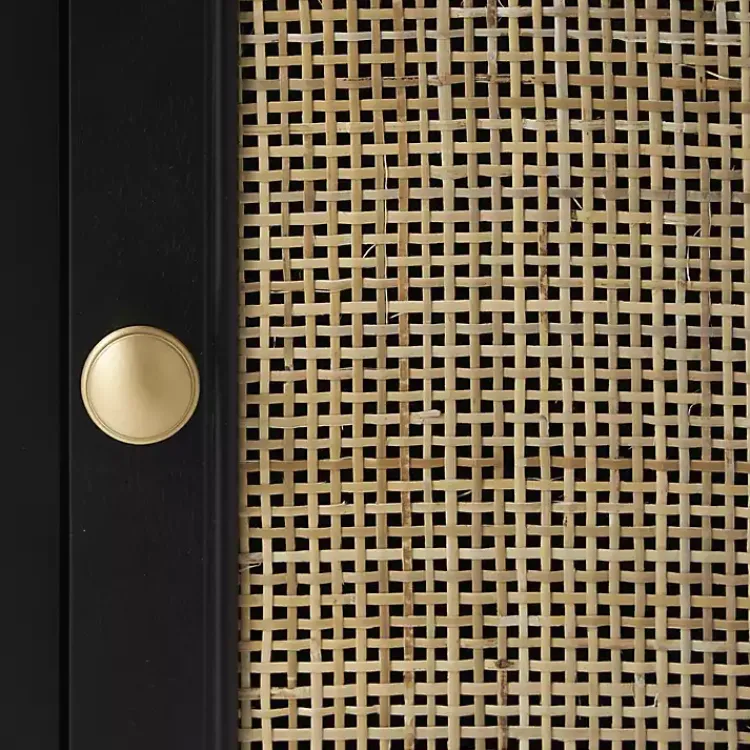 Kirklands Home Wood & Natural Rattan Small Cabinet Black Online
