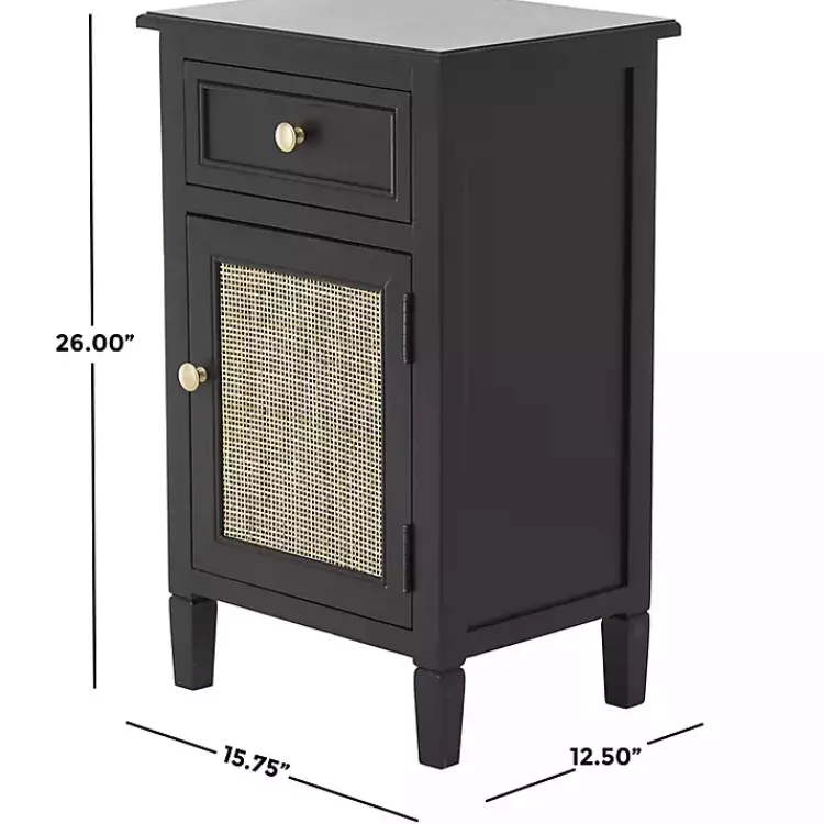 Kirklands Home Wood & Natural Rattan Small Cabinet Black Online