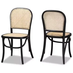 Kirklands Home Black Wood & Rattan Bree Dining Chairs, Set of 2 Outlet