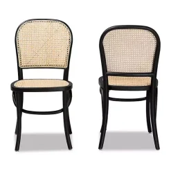 Kirklands Home Black Wood & Rattan Bree Dining Chairs, Set of 2 Outlet