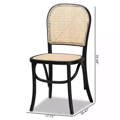 Kirklands Home Black Wood & Rattan Bree Dining Chairs, Set of 2 Outlet