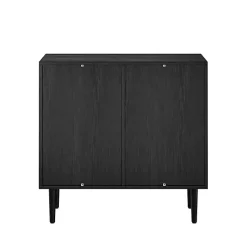 Kirklands Home Wood and Arched Rattan 2-Door Cabinet Black Clearance