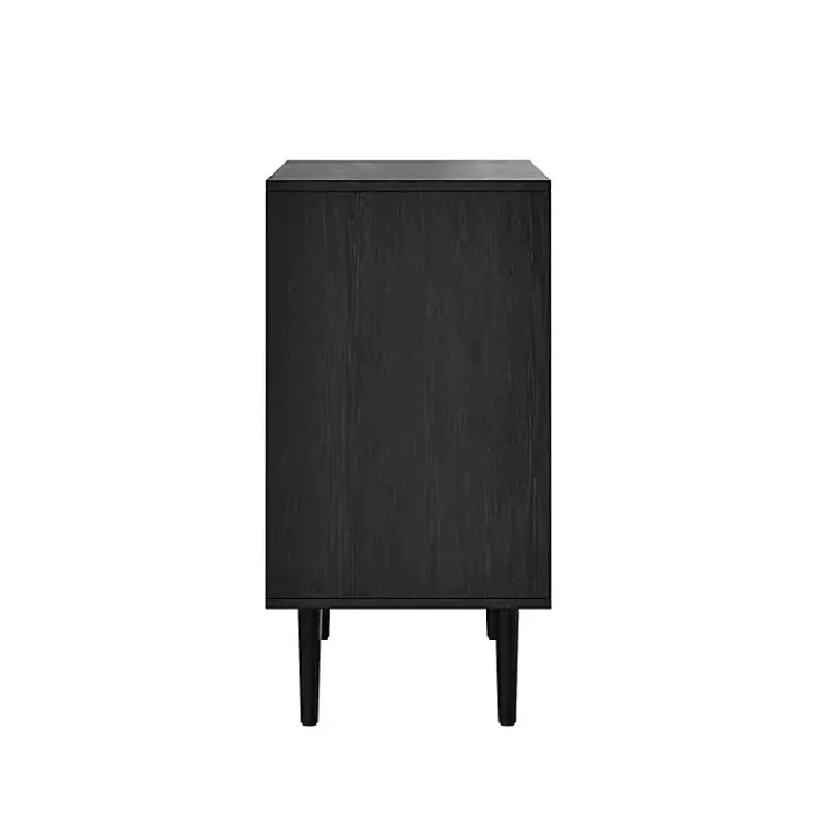 Kirklands Home Wood and Arched Rattan 2-Door Cabinet Black Clearance