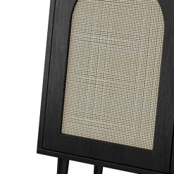 Kirklands Home Wood and Arched Rattan 2-Door Cabinet Black Clearance