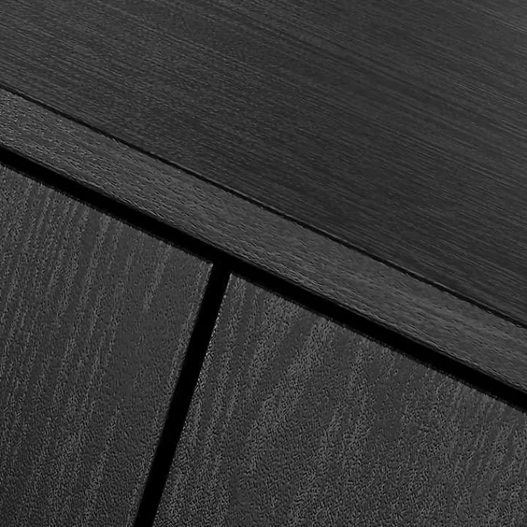 Kirklands Home Wood and Arched Rattan 2-Door Cabinet Black Clearance