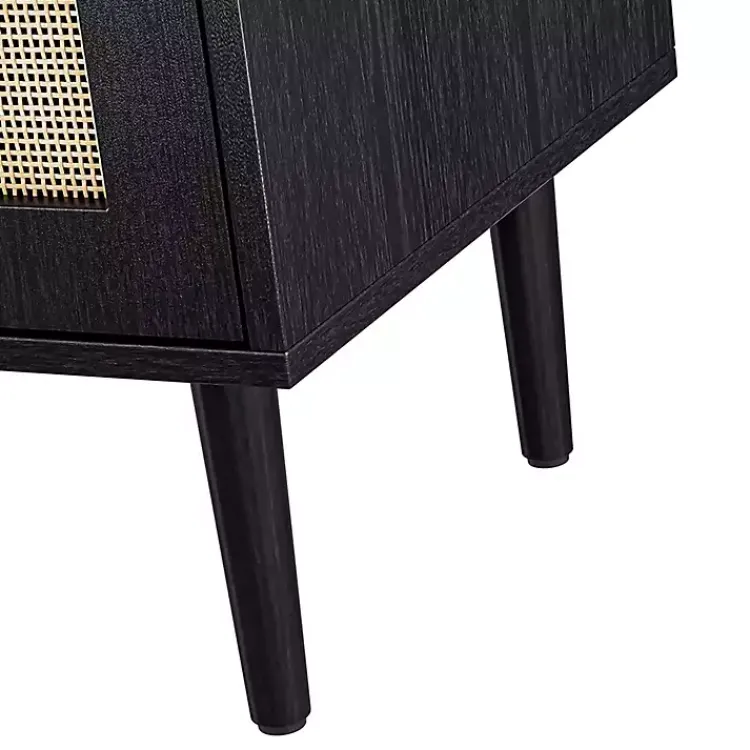 Kirklands Home Wood and Arched Rattan 2-Door Cabinet Black Clearance