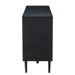 Kirklands Home Black Wood and Cane Arched Sideboard Cabinet Hot