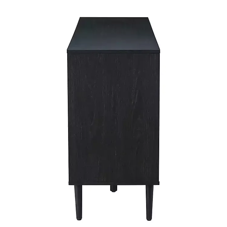 Kirklands Home Black Wood and Cane Arched Sideboard Cabinet Hot