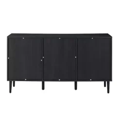 Kirklands Home Black Wood and Cane Arched Sideboard Cabinet Hot